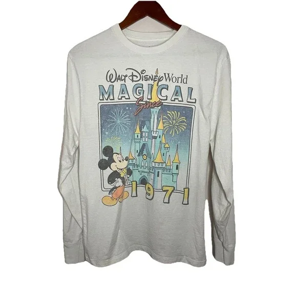 Disney Unisex Small White Long Sleeve Retro Graphic Tshirt - Picture 1 of 4